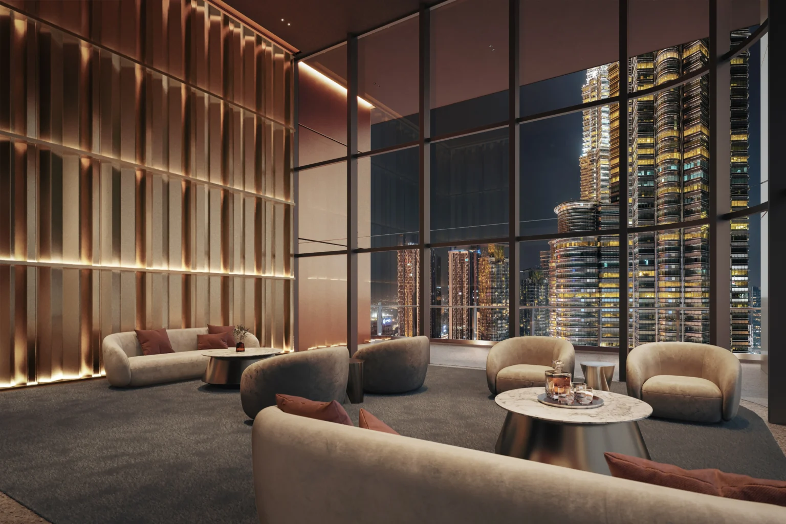 CloutHaus Sky Lounge overlooking the Petronas Twin Towers